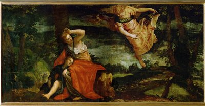 イスラエル、ベルシェバの砂漠のハガルとイスマエル...（油彩・キャンバス） 作： (1528-88) Veronese