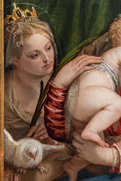 アレッサンドリアの聖キャサリンとピーターの間のマドンナと幼子イエス、詳細 作： (1528 88) Veronese