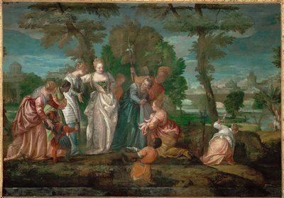 水から救われたモーセ...（キャンバスに描かれた絵） 作： (1528-88) Veronese