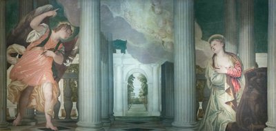 受胎告知、1556年（キャンバスに油彩） 作： (1528 88) Veronese
