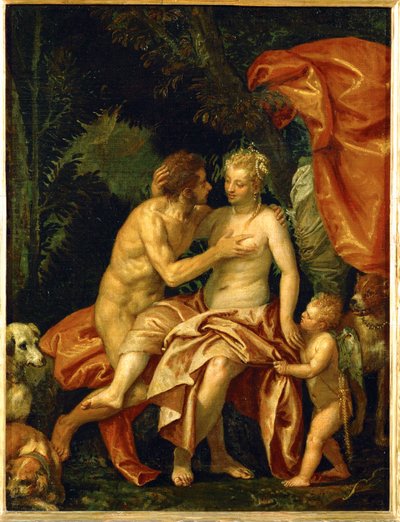 ヴィーナスとアドニス（油彩・キャンバス） 作： (1528-88) Veronese