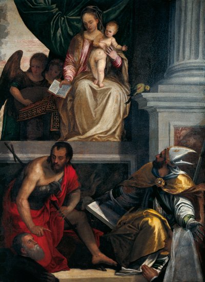 マドンナと聖人たちとベビラックア ラツィーゼ ドナー 作： (1528 88) Veronese