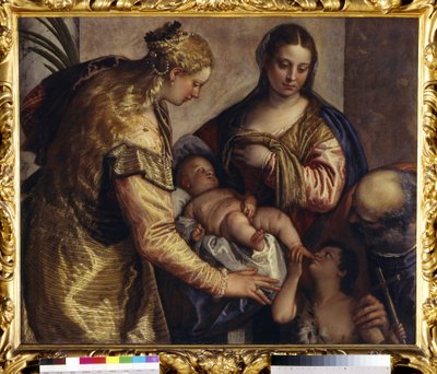 聖バーバラとの聖家族、1550年頃（キャンバスに油彩） 作： (1528 88) Veronese