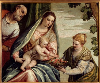 献金者（聖ドロテ）のいる聖家族 パオロ・ヴェロネーゼ（1528-1588）の絵画 16世紀 日。0,76x0,94 m ボルドー、ボザール美術館 - 献金者のいる聖家族（サン・ドロテア）。ヴェロネーゼ（パオロ・カリャリ）の絵画（1528-1588年 作： Veronese