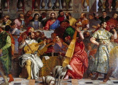 カナの婚礼、詳細。キリストと聖母。パオロ・ヴェロネーゼ（1528-1588）によるフレスコ画 Ec.Fri. 作： Veronese