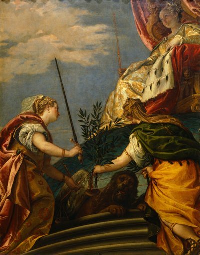 栄光と平和の間のヴェネツィア、ヴェロネーゼとして知られるパオロ・カリアリ作（1528-1588）、キャンバスに油彩 作： (1528 88) Veronese
