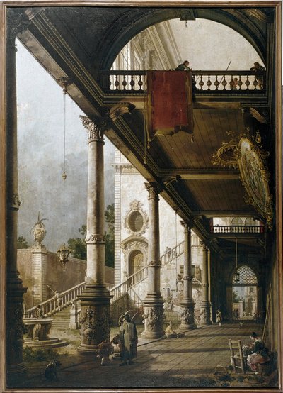 コロネードと中庭のあるカプリッチョ（油彩・キャンバス 作： Canaletto