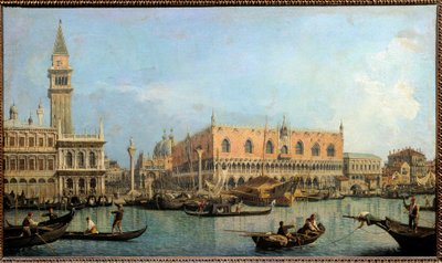 ル・モーレ、サン・マルコの盆地からヴェネツィアを望む アントニオ・カナル・ディット・カナレット（1697-1768）の絵画 18世紀 日。0,47x0,81 m - モロ、サン・マルコの盆地からヴェネツィアを見る。カナレットと呼ばれるアントニオ・カナレット（1697-1768）の絵画 作： Canaletto