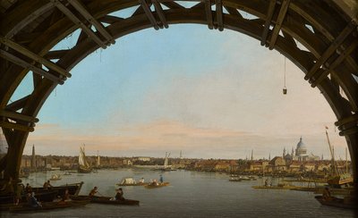 ロンドン、ウェストミンスター橋の下から見た街の風景 作： Canaletto
