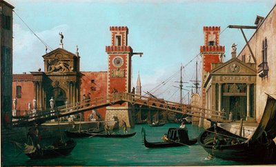 ヴェネツィアのアーセナル橋 カナレット（1697-1768）と呼ばれるジョヴァンニ・アントニオ・カナルの絵画 1730-1731年 日。47x79 cm イギリス、ウォバーン・アビー 作： Canaletto