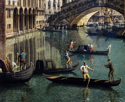 ヴェネツィアのリアルト橋（細部）（油彩・キャンバス 作： Canaletto