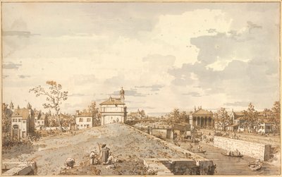 "Vue de Porta Portello avec le Brenta canal, Padoue" (パドヴァのブレンタ運河のあるポルタポルテッロ) Dessin a la plume d