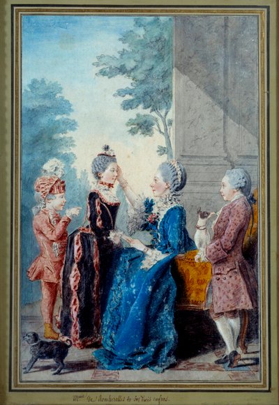 ルショール夫人と3人の子供たち ルイ・カロギス・カルモンテル（1717-1806）による水彩画 18世紀 パリ、カルナヴァレ美術館蔵 作： Carmontelle