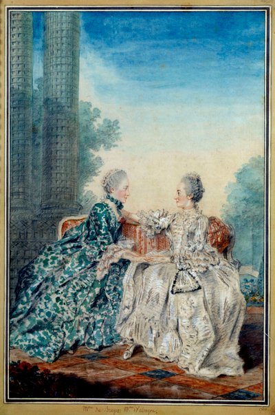 ブレジェ夫人とアランコン夫人の肖像 ルイ・カロギス・カルモンテル（1717-1806）による水彩画 1760年 パリ、カルナヴァレ美術館 作： Carmontelle