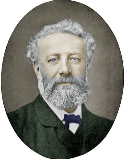 ジュール・ヴェルヌ（1828-1905）フランスの小説家、ナダール撮影、カラー化された写真 作： (1820 1910) Nadar