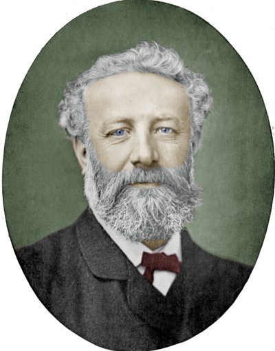 ジュール・ヴェルヌ（1828-1905）フランスの小説家、ナダール撮影、カラー化された写真 作： (1820 1910) Nadar