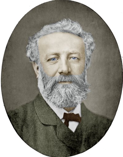 ジュール・ヴェルヌ（1828-1905）フランスの小説家、ナダール撮影、カラー化された写真 作： (1820 1910) Nadar