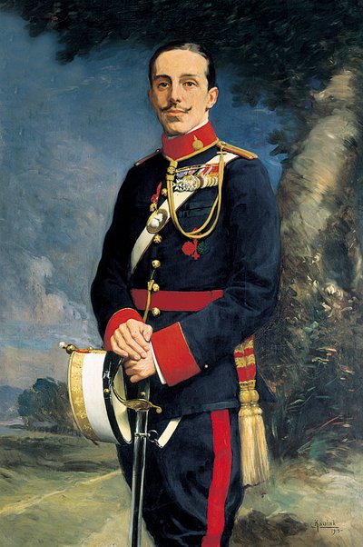 アルフォンソ 13 世 (1886-1941)、軍服姿のスペイン国王の肖像。 カウラックの絵（19世紀） 作： Kaulak