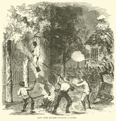 1863 年 7 月、黒人を吊るすニューヨークの暴徒 (彫刻) 作： (after) American School