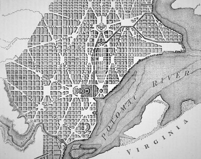 1793年に作成されたワシントン市の平面図（彫刻 作： (after) American School
