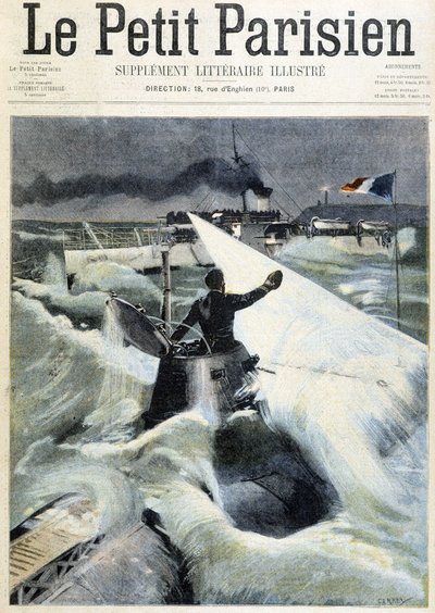 潜水艦 "ル・モース "の体験 - 1901年8月11日付 "Le Petit Parisien "にて 作： (after) Carrey