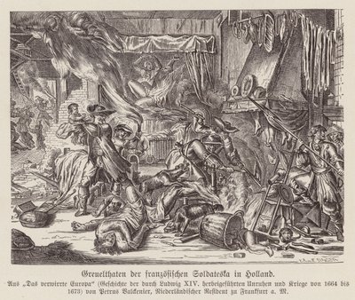 仏蘭西戦争でフランス軍がオランダで行った残虐行為（エングレーヴィング） 作： (after) Dutch School