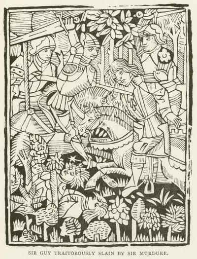 マードゥル卿に裏切られて殺されたガイ卿（版画 作： (after) English School