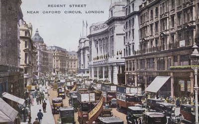 Regent Street, perto de Oxford Circus, Londres (foto colorida) 作： (after) English photographer