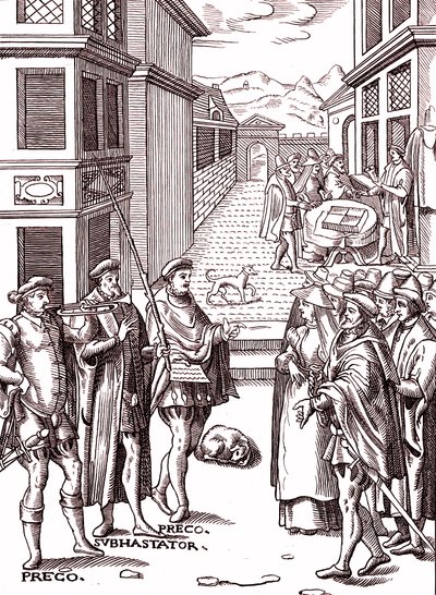 トランペットを吹き鳴らす町の号令係 作： (after) Flemish School