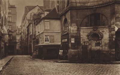 1866年、サンジェルマン・デ・プレ近くのエルフールトの十字路と噴水（モノクロ写真 作： (after) French Photographer