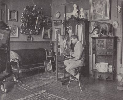 フランスの画家、アンリ・ジェルベックスのアトリエにて（モノクロ写真 作： (after) French Photographer