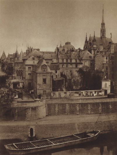 1862年、オルフェーヴル通りから見たパレ・ド・ジャスティス(モノクロ写真) 作： (after) French Photographer