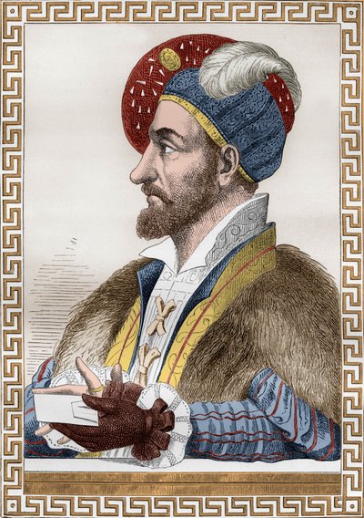 Charles III Duque de Bourbon, conhecido como o Connetable de Bourbon (1490-1527) Connetable da França em 1515-1521, ele então entrou ao serviço de Charles Quint, gravando após Gaignieres do livro “Francois1er” de De Lescure 作： (after) French School