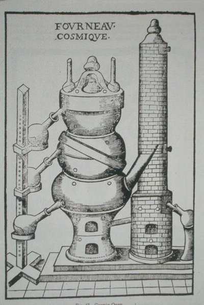 19世紀後半に出版された魔法の歴史に描かれたAnnibal Barlet（1653）による「La Theotechnie Ergocosmique」のCosmic Oven（リソ） 作： (after) French School