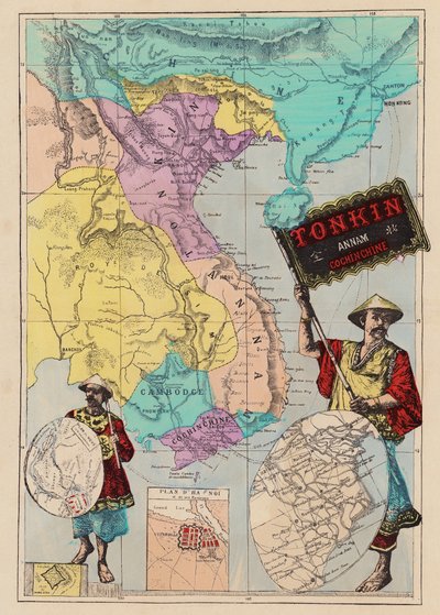 トンキン、安南、コーチンの地図（カラー版画） 作： (after) French School