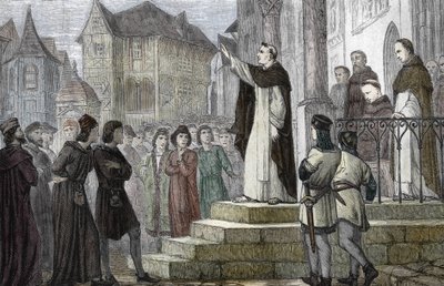 アルベール大王 (1193/1206-1280) の代表、パリ大学、パリ大学、サン ジャック通りにある最初のドミニコ会修道院 (College des Jacobins) で、Gueric de Saint-Quentin の権限の下で) 1241-1245 ( アルバートの肖像 作： (after) French School