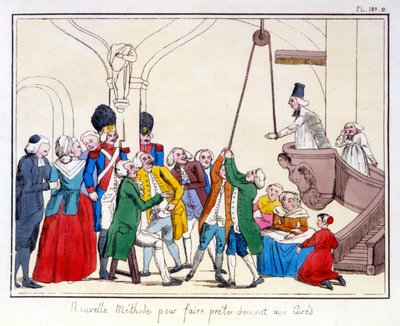 エクス・アン・プロヴァンスの市庁舎に保存されている絵画に描かれたフランスの3つの秩序。1789年の革命後の3つの修道会の不平等についての漫画。 作： (after) French School
