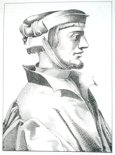 Agrippa von Nettesheim (1486-1535) J Scheible著「Das Kloster」第2巻（Stuttgart 1845年）の挿絵のコピー、19世紀後半に出版された「History of Magic」で使用された（彫刻 作： (after) German School