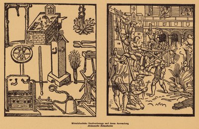 中世の刑罰（木版画） 作： (after) German School