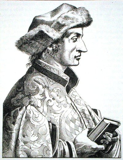 Sebastien Brant (c.1485-1521)の肖像、J Scheible著「Das Kloster」第1巻（1845年、シュトゥットガルト）より、19世紀後半に出版された「History of Magic」に掲載された図版（リトグラフ）。 作： (after) German School