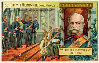 ヴェルサイユ宮殿でヴィルヘルム1世がドイツ皇帝として即位 作： (after) German School