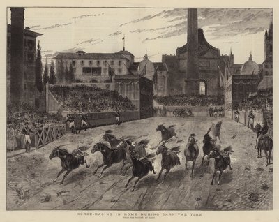 カーニバルの時期のローマでの競馬（版画 作： (after) Italian School