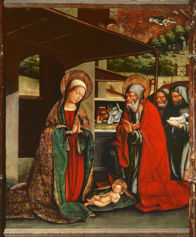 126-0035070 羊飼いの礼拝、サンタ・マリア・パラオ・ソリタ教会の祭壇画、バルセロナ 作： (attr. to) Master of Ares
