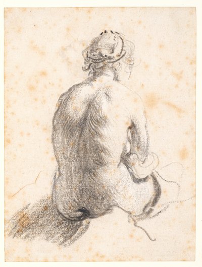 女性ヌードの習作（黒鉛、紙） 作： (attr. to) Rembrandt Harmensz. van Rijn