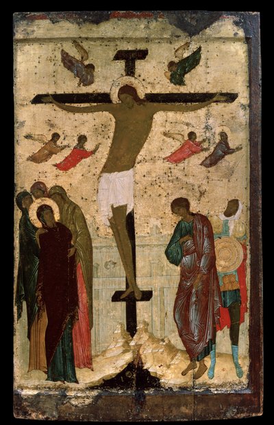「磔刑」ロシアのイコン。 Dionysius (Dionisy または Dionisius the Wise) による木の絵 (c.1450-c.1508) 1500 State Tretyakov Gallery、Moscow 作： (c.1440 1502) Dionisius the Wise