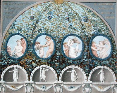 1780年頃に出版された「天井のフレスコ画のためのデザイン」（エッチングされた下地にガッシュ、インク、水彩）（192025-026も参照 作： (c.1489 1534) (after) Correggio