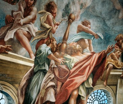 使徒、「聖母被昇天」の細部 作： (c.1489 1534) Correggio