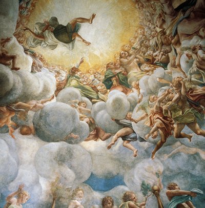 イヴとマリアの昇天、「聖母被昇天」の細部 作： (c.1489 1534) Correggio