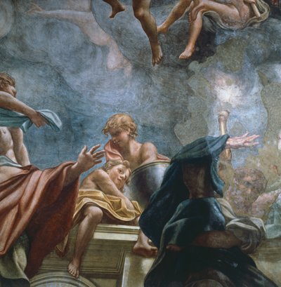 アントニオ・アレグリ・ダ・コレッジョ（1489-1534）によるパルマ大聖堂のドームのフレスコ画の細部に描かれた使徒の像 作： (c.1489 1534) Correggio