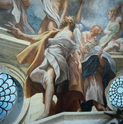 アントニオ・アレグリ・ダ・コレッジョ（1489-1534）によるパルマ大聖堂のドームのフレスコ画の細部に描かれた使徒の像 作： (c.1489 1534) Correggio